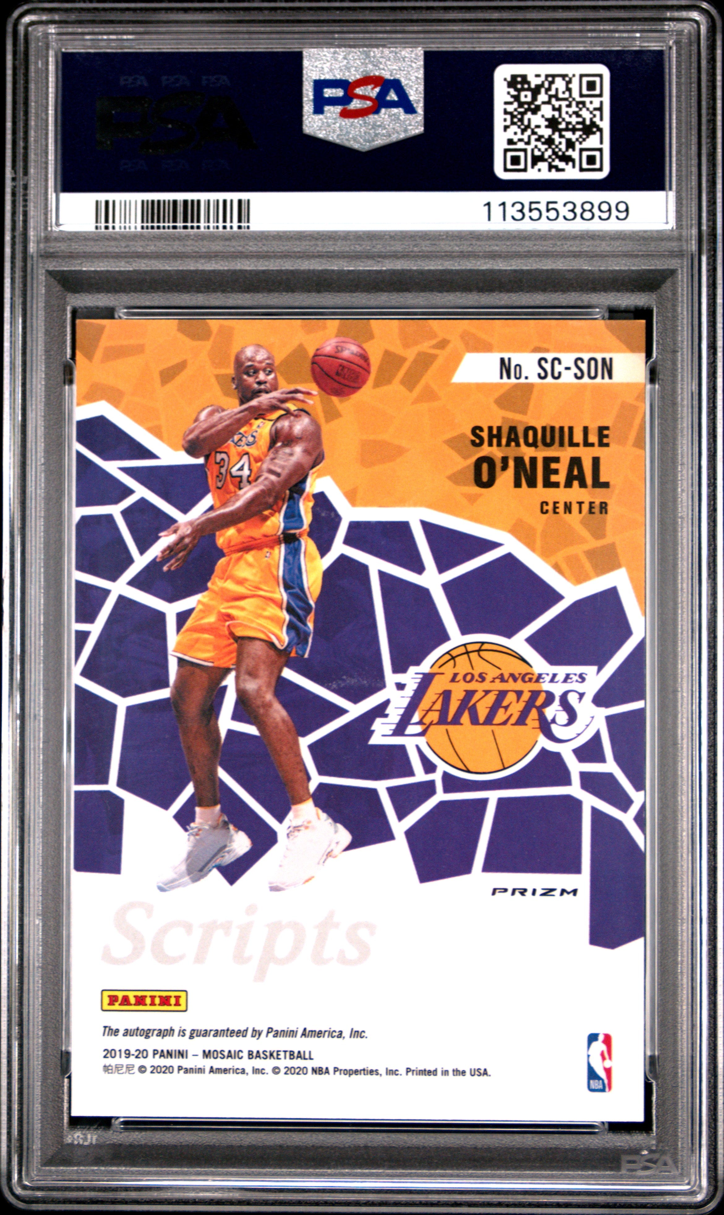 2019 Panini Mosaic Scripts Shaquille O'Neal Red Wave #SCSON PSA 10