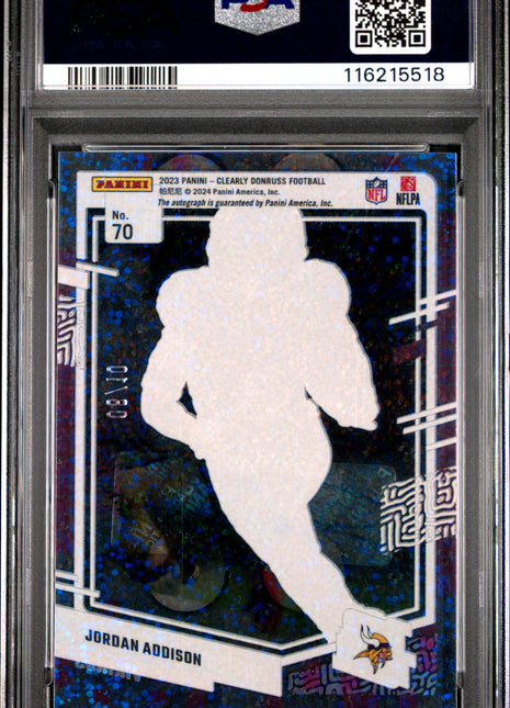 2023 Panini Clearly Donruss Jordan Addison Autograph Techno #70 PSA 9