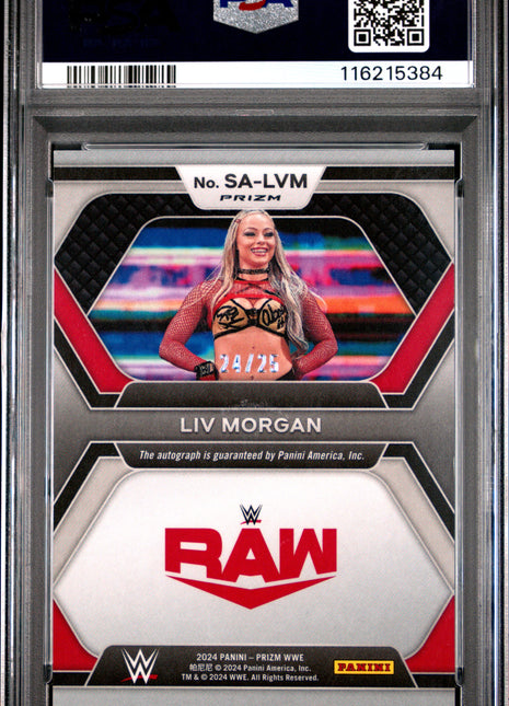 2024 Panini Prizm WWE Superstar Autographs LIV Morgan Mojo #SALVM PSA 9