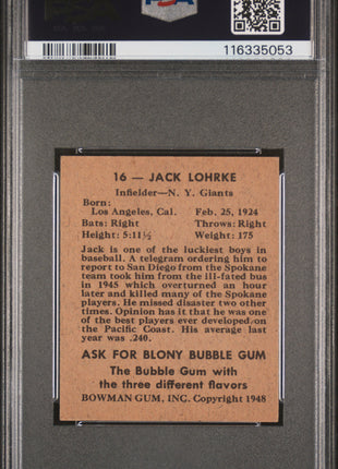 1948 Bowman Jack Lohrke #16 PSA 5