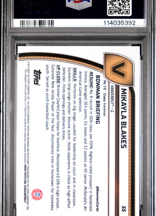2024 Bowman Chrome University Mikayla Blakes Blue Refractor #55 PSA 9