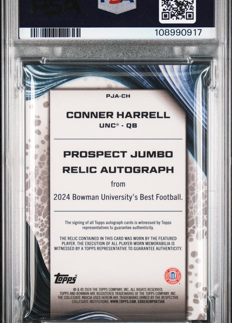 2024 Bowman Best University Patch Auto Conner Harrell #CH PSA 10
