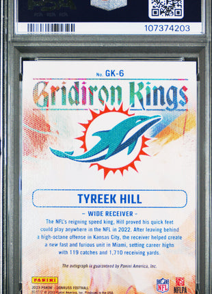 2023 Panini Donruss Gridiron Kings Tyreek Hill Autograph #GK6 21 / 25 PSA 8