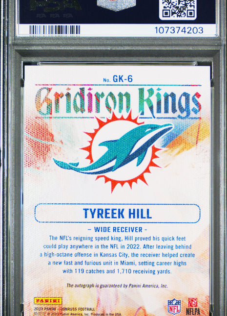 2023 Panini Donruss Gridiron Kings Tyreek Hill Autograph #GK6 21 / 25 PSA 8