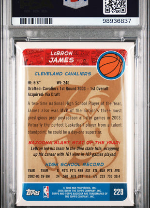 2003 Bazooka LeBron James Home White Jersey Gold #223 PSA 5