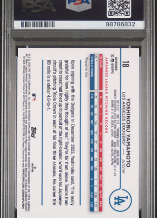 2024 Topps Chrome Yoshinobu Yamamoto #18 PSA 10