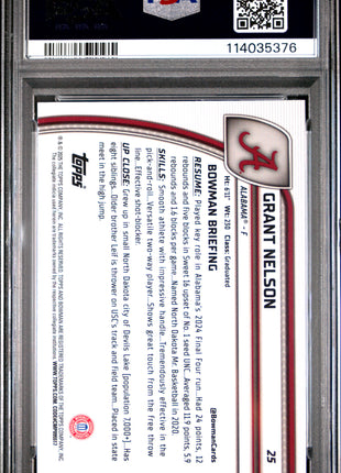 2024 Bowman Chrome University Grant Nelson Purple Refractor #25 PSA 9