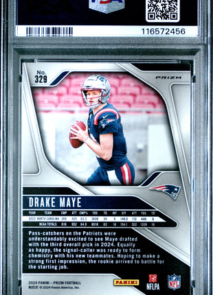 2024 Panini Prizm Drake Maye Silver #329 PSA 9