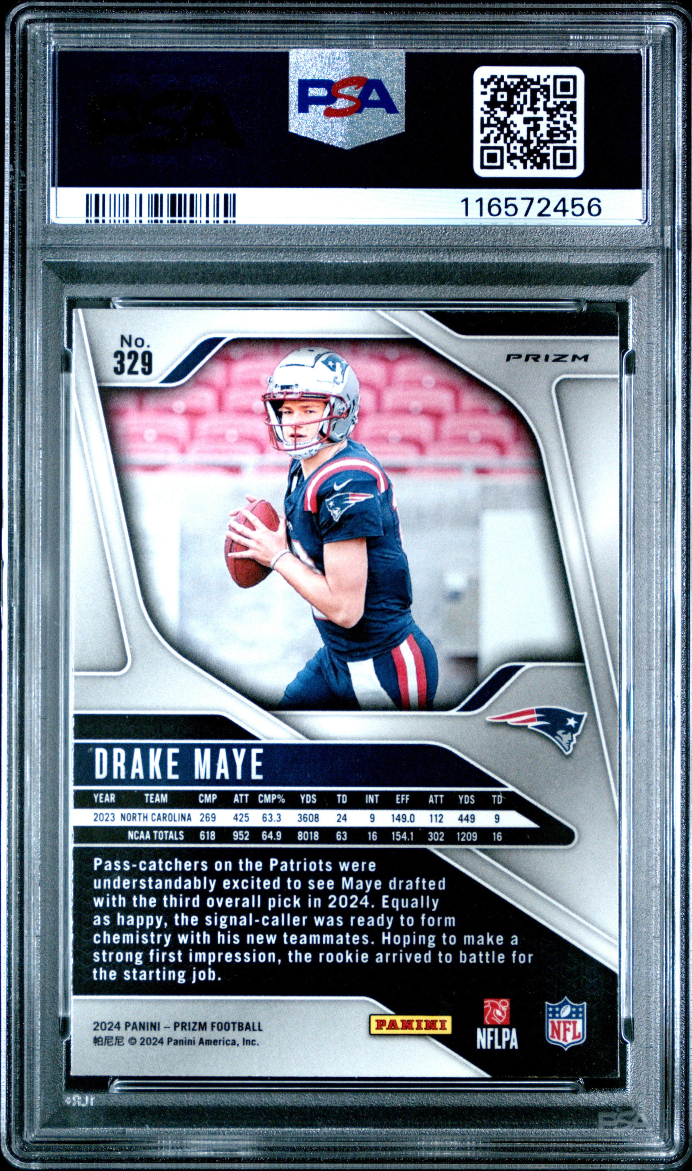 2024 Panini Prizm Drake Maye Silver #329 PSA 9