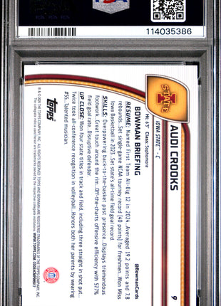 2024 Bowman Chrome University Audi Crooks Reptilian Blue Refractor #9 PSA 10