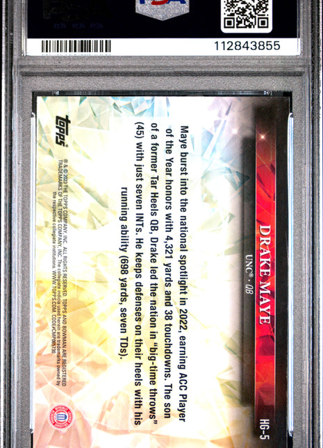 2023 Bowman University Chrome Hidden Gems Drake Maye #HG5 PSA 10