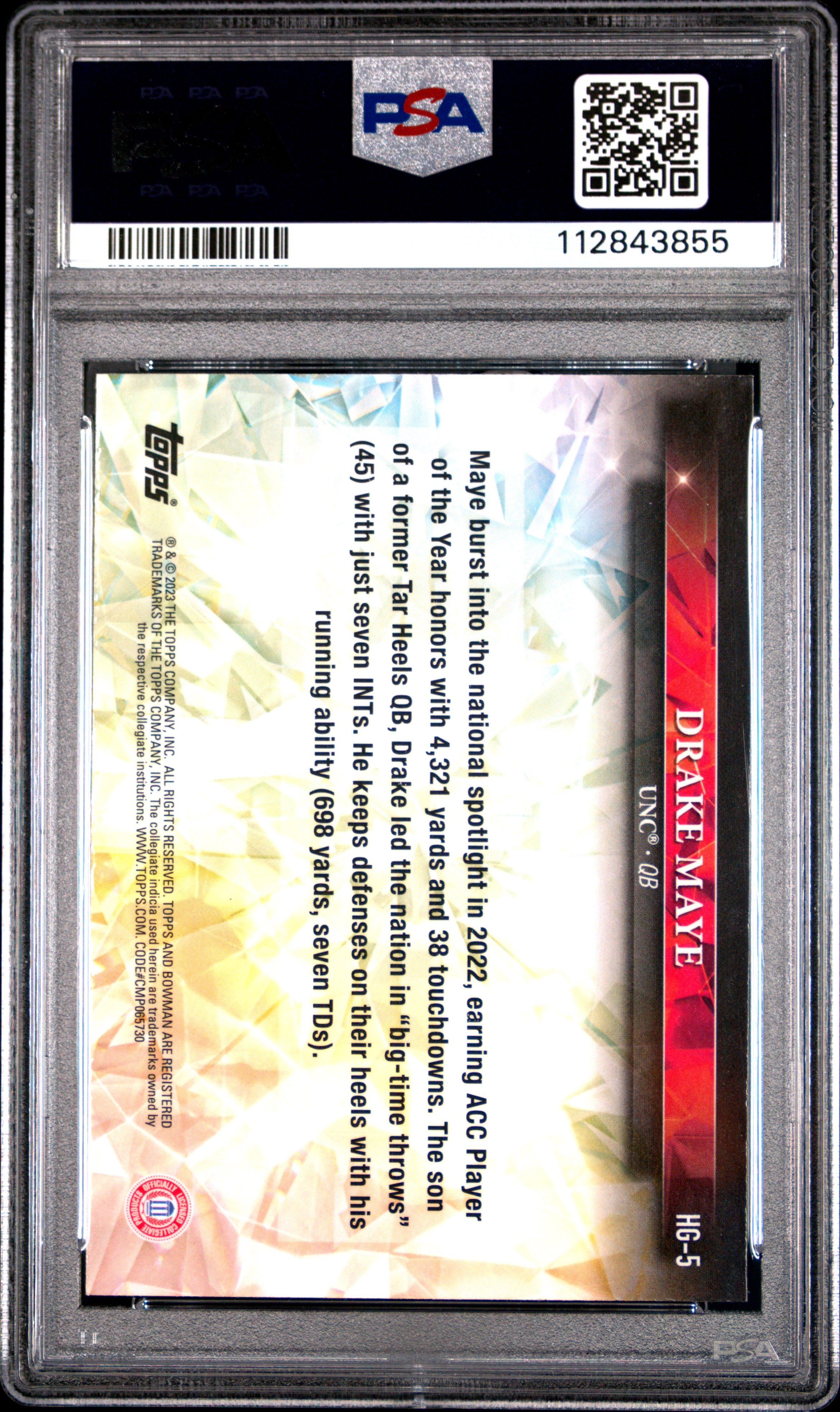 2023 Bowman University Chrome Hidden Gems Drake Maye #HG5 PSA 10