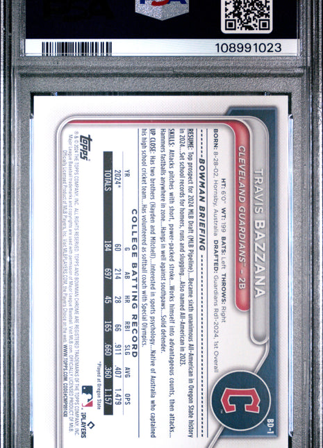 2024 Bowman Draft Travis Bazzana #BD1 PSA 9