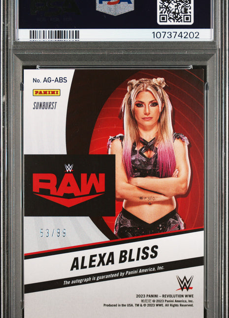 2023 Panini Revolution WWE Autograph Alexa Bliss Sunburst #AGABS PSA 10