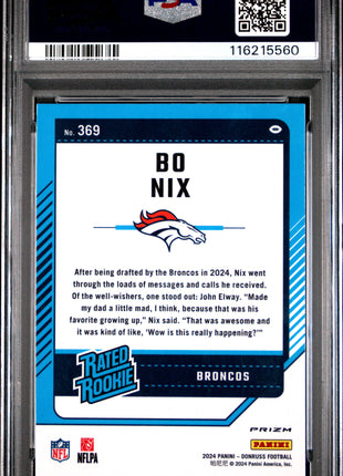 2024 Panini Donruss Bo Nix Optic Preview Red Pandora #369 PSA 8