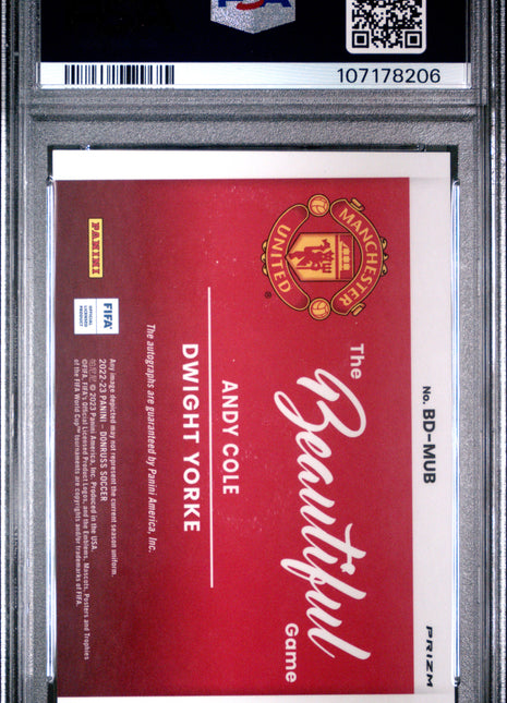 2022 Panini Donruss FIFA The Beautiful Game Dual Autographs Yorke Cole GM DL GRN Ice #BDMUB PSA 8