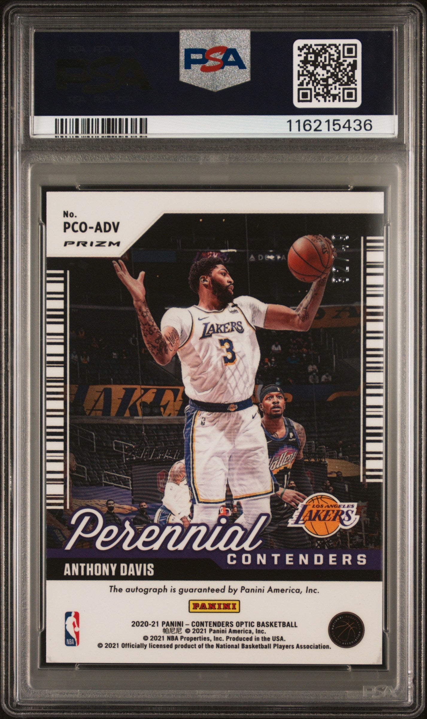 2020 Panini Contenders Optic Perennial Contenders Autographs Anthony Davis Autograph #ADV PSA 10