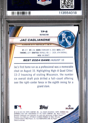 2024 Bowman's Best Top Prospects Jac Caglianone Refractor #TP6 PSA 10