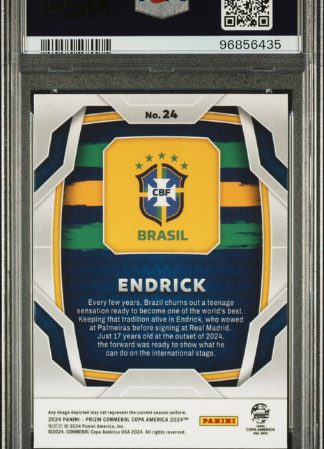2024 Panini Prizm Conmebol Copa America Endrick #24 PSA 10