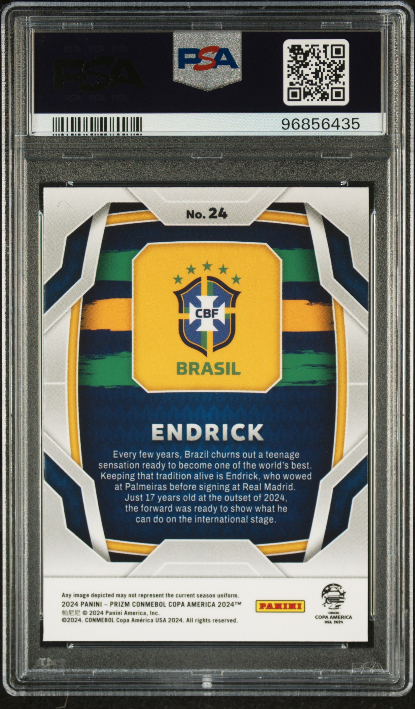 2024 Panini Prizm Conmebol Copa America Endrick #24 PSA 10