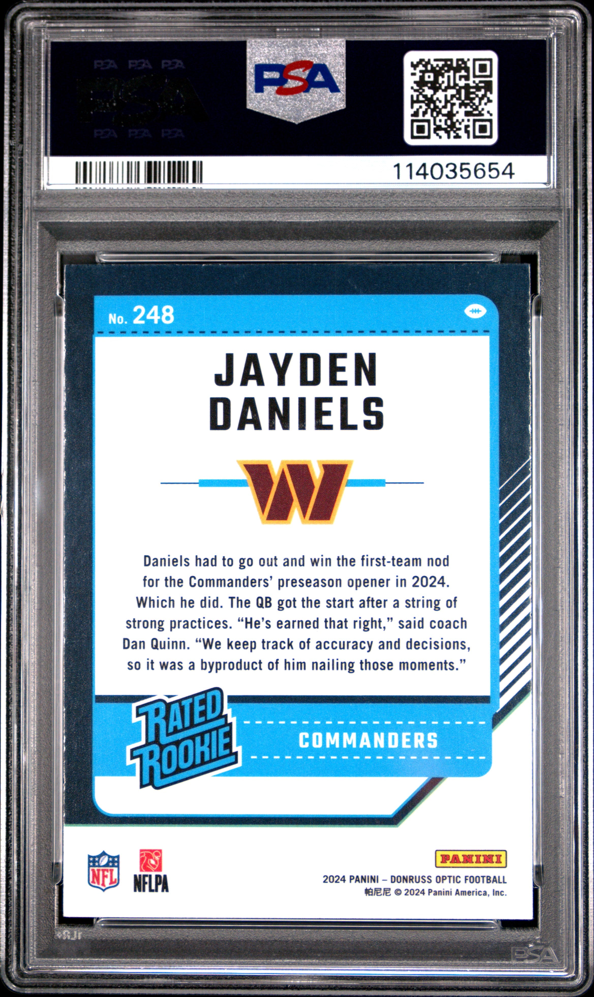 2024 Panini Donruss Optic Jayden Daniels #248 PSA 10