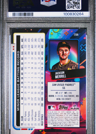 2024 Topps Chrome Cosmic Jackson Merrill Rookie PSA 9 2024 Topps Chrome Cosmic Jackson Merrill #194 PSA 9