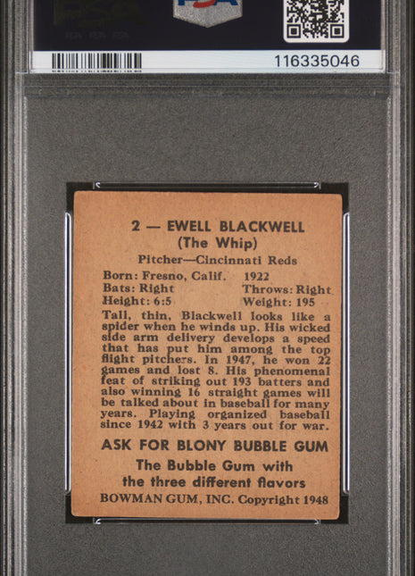 1948 Bowman Ewell Blackwell #2 PSA 5.5