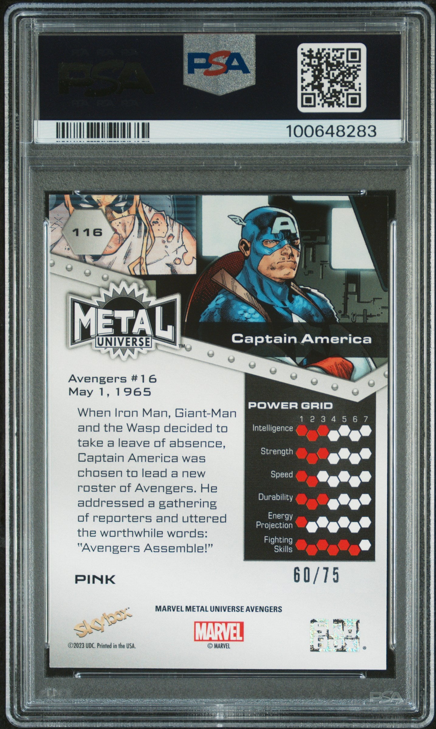 2024 Skybox Metal Universe Avengers Captain America #116 PSA 8
