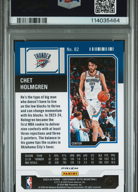 2023 Panini Contenders Optic Chet Holmgren Pink #82 PSA 8