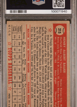 1952 Topps Hank Bauer PSA 2.5
