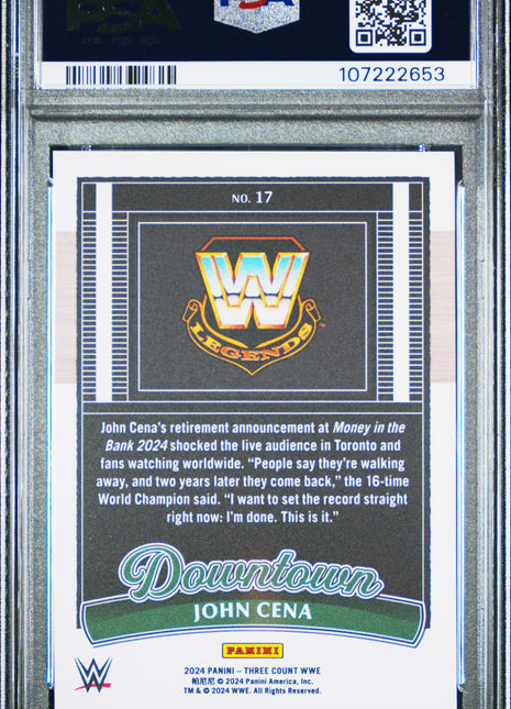 2024 Panini Three Count WWE Downtown John Cena #17 PSA 9