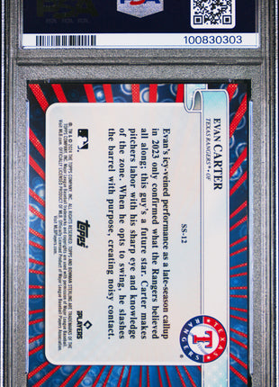 2024 Bowman Sterling Evan Carter Rookie Superstars PSA 10 2024 Bowman Sterling Sterling Superstars Evan Carter #SS12 PSA 10
