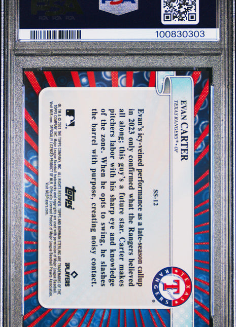 2024 Bowman Sterling Evan Carter Rookie Superstars PSA 10 2024 Bowman Sterling Sterling Superstars Evan Carter #SS12 PSA 10