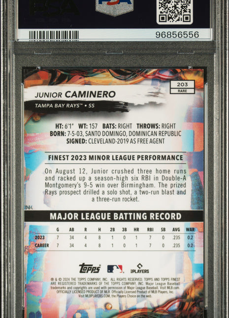 2024 Topps Finest Junior Caminero #203 PSA 10