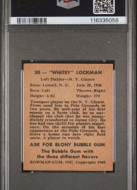 1948 Bowman Whitey Lockman #30 PSA 5