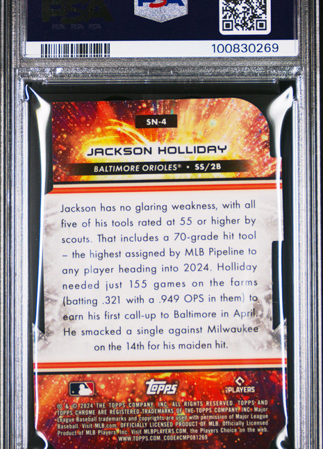 2024 Topps Chrome Cosmic Jackson Holliday Stella Nova PSA 8 2024 Topps Chrome Cosmic Stella Nova Jackson Holliday #4 PSA 8