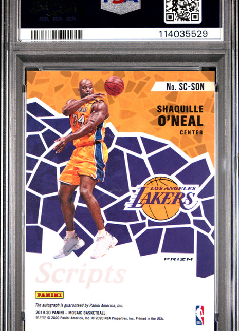 2019 Panini Mosaic Scripts Shaquille O'Neal Red Wave #SCSON PSA 10