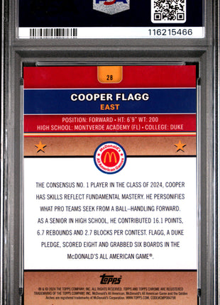 2024 Topps Chrome Mcdonald's All American Cooper Flagg Tie Dye Refractor #28 04/25 PSA 9