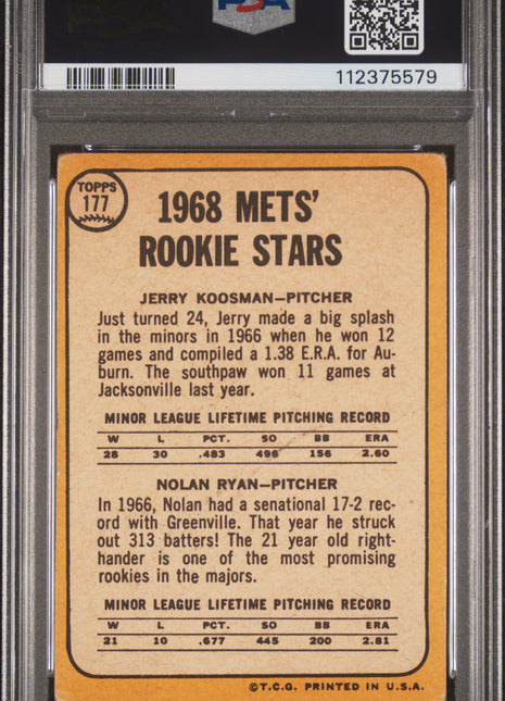 1968 Topps Mets Rookies J. Koosman Nolan Ryan #177 PSA 1.5