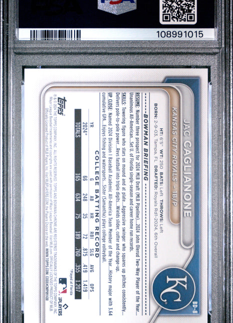 2024 Bowman Draft Jac Caglianone #BD8 PSA 9