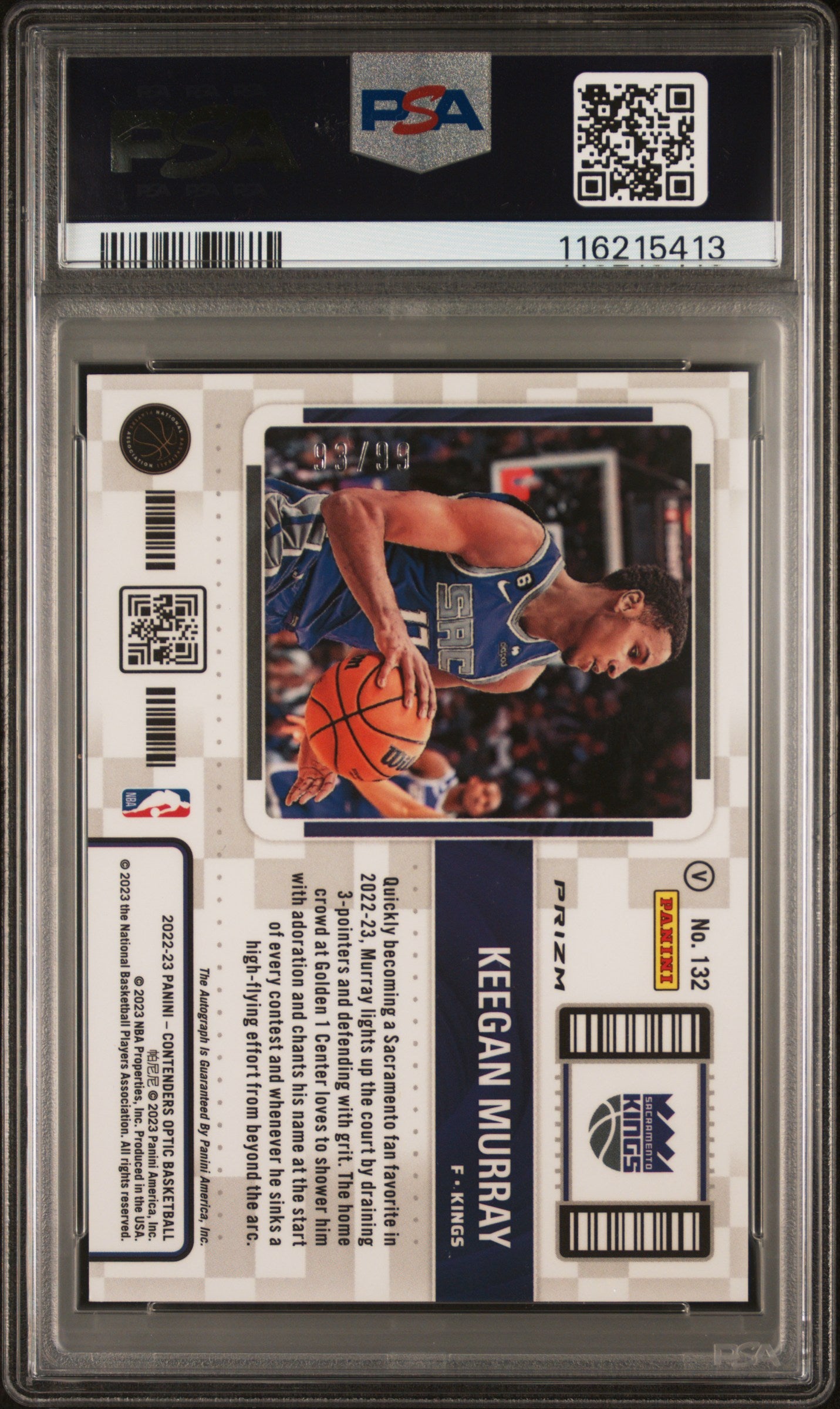2022 Panini Contenders Optic Keegan Murray Variation Autograph Red #132 PSA 9