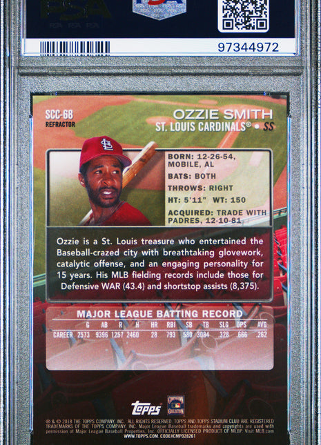 2018 Stadium Club Chrome Ozzie Smith Gold Minted #SCC68 PSA 10