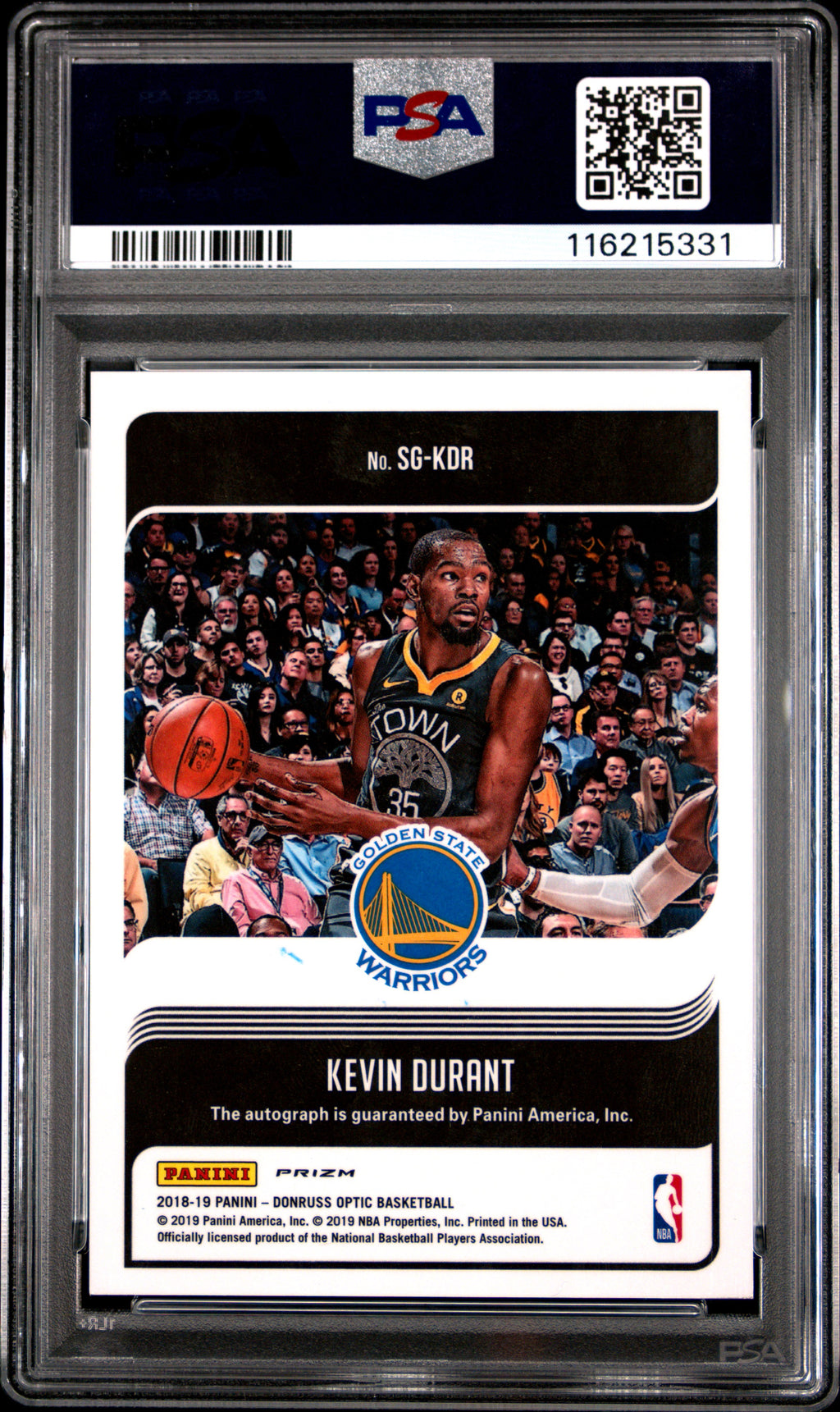 2018 Panini Donruss Optic Signature Series Kevin Durant Choice #KDR PSA 8