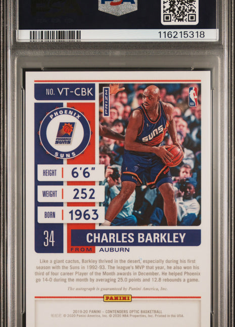 2019 Panini Contenders Optic Veteran Ticket Autographs Charles Barkley #VTCBK PSA 9