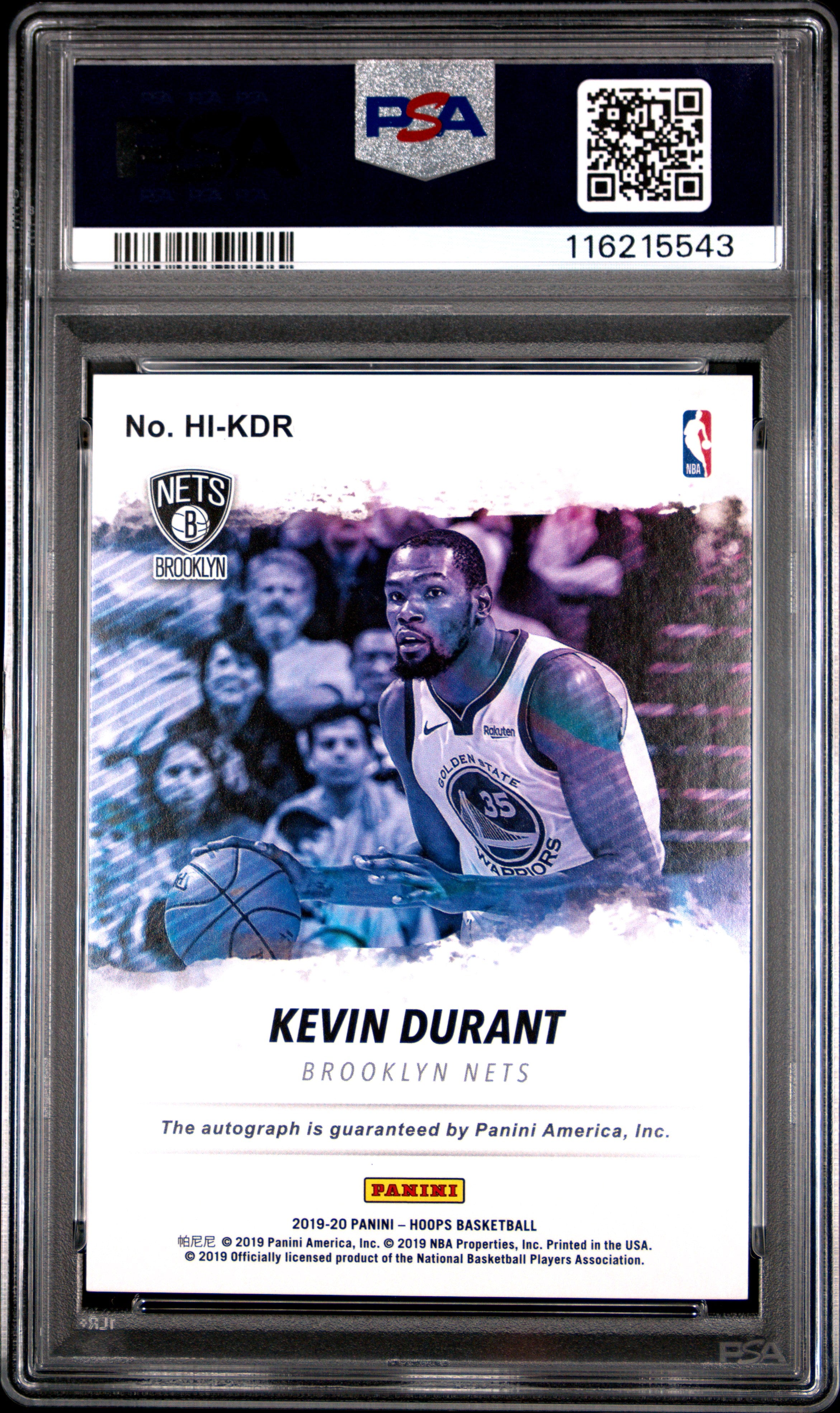 2019 Panini Hoops Hoops Ink Kevin Durant #KDR PSA 10