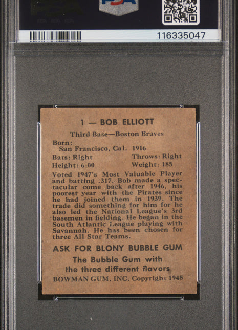 1948 Bowman Bob Elliott #1 PSA 2.5