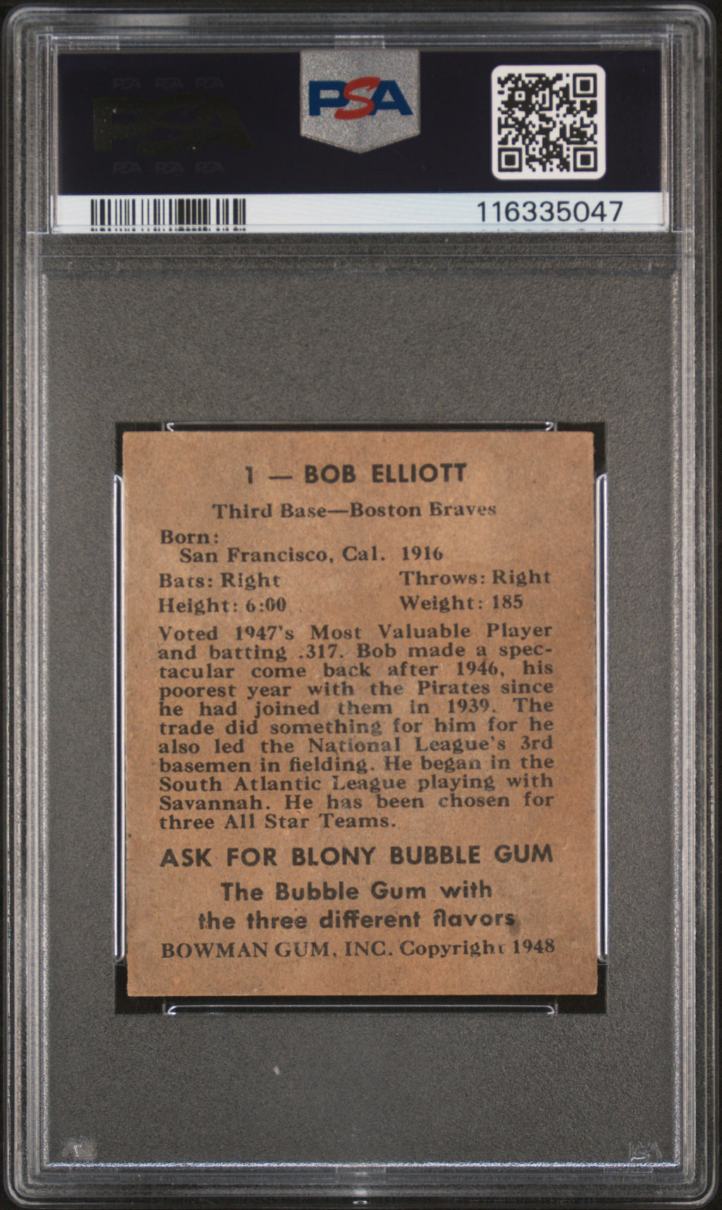 1948 Bowman Bob Elliott #1 PSA 2.5