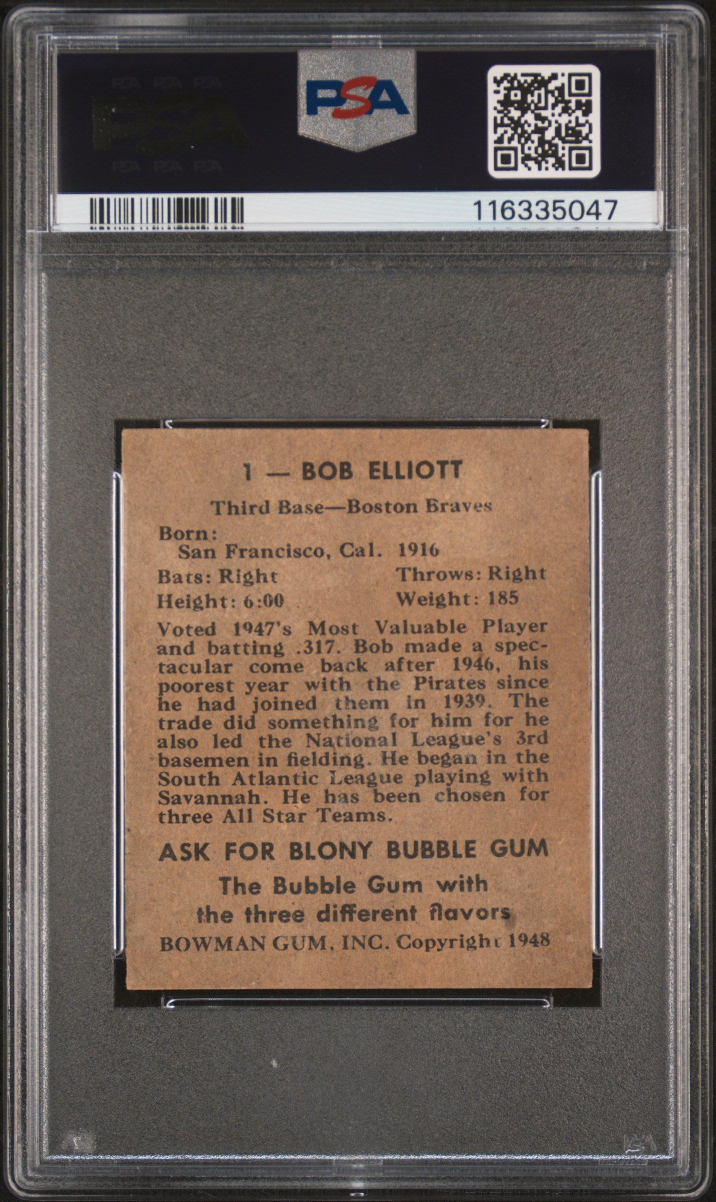 1948 Bowman Bob Elliott #1 PSA 2.5