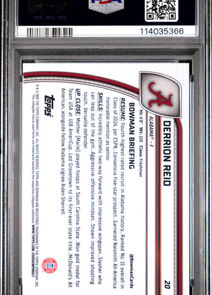 2024 Bowman Chrome University Derrion Reid Purple Refractor #20 PSA 10