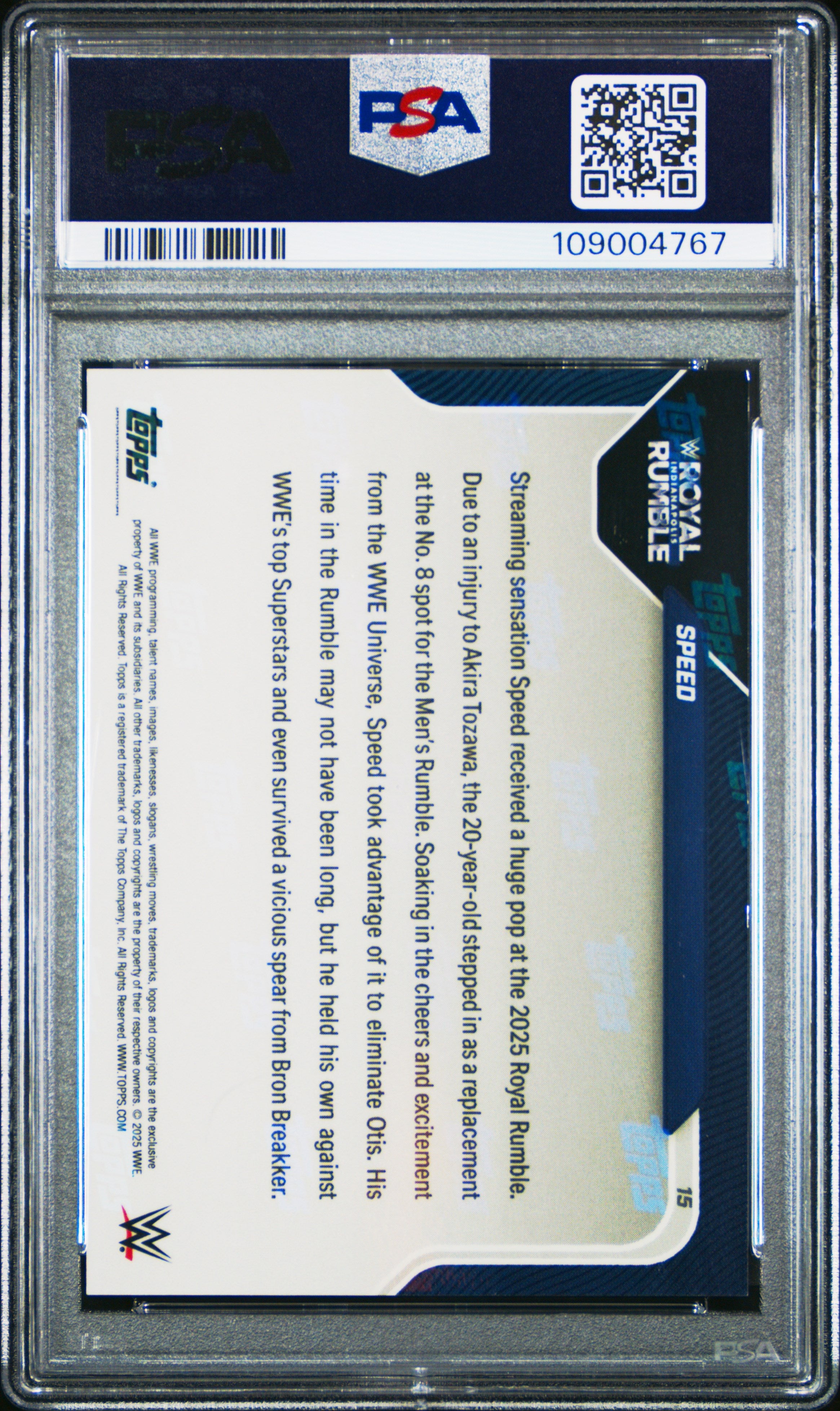 2025 Topps Now WWE Speed #15 PSA 10